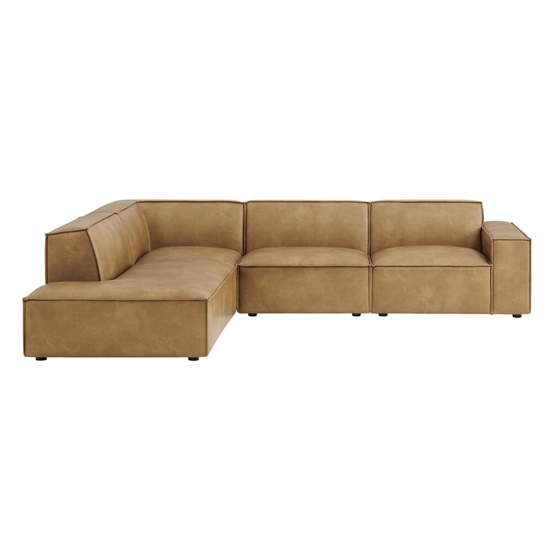 Restore 4-Piece Vegan Leather Modular L-Shaped Sofa in Toast