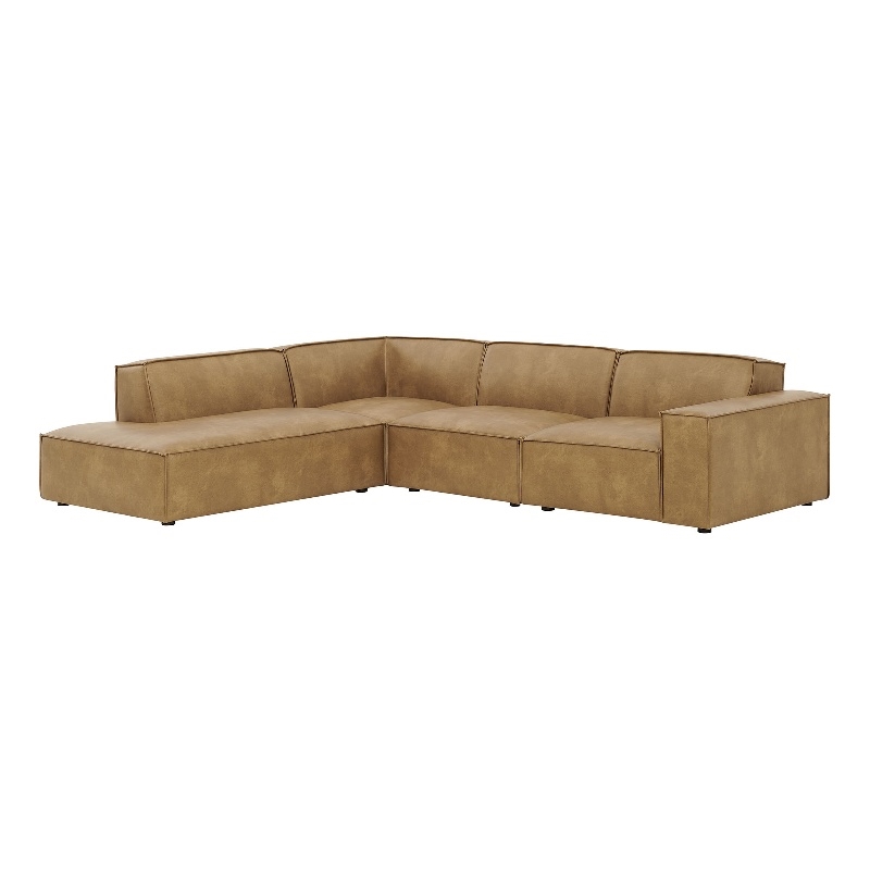 Restore 4-Piece Vegan Leather Modular L-Shaped Sofa in Toast