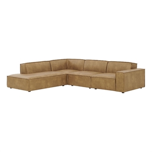Restore 4-Piece Vegan Leather Modular L-Shaped Sofa in Toast
