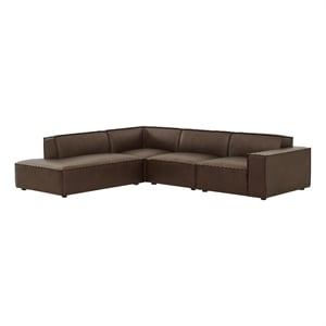 Restore 4-Piece Vegan Leather Modular L-Shaped Sofa in Espresso