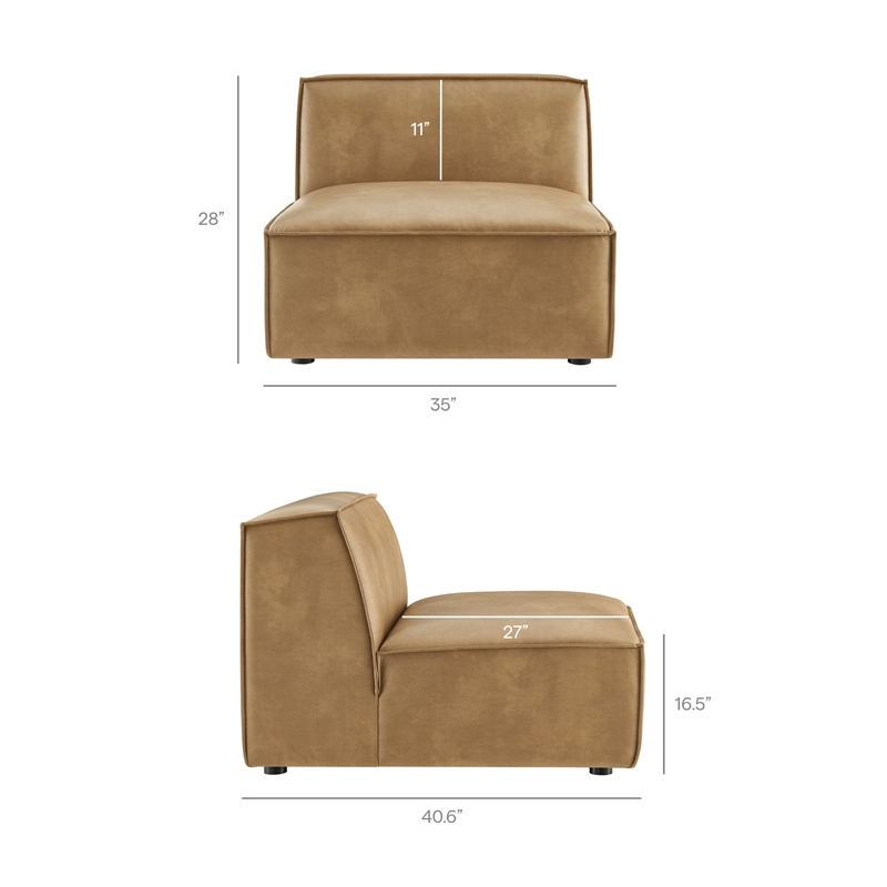 Restore 4-Piece Vegan Leather Modular L-Shaped Sofa in Toast