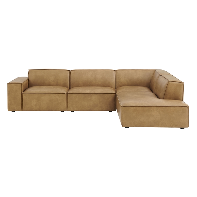 Restore 4-Piece Vegan Leather Modular L-Shaped Sofa in Toast