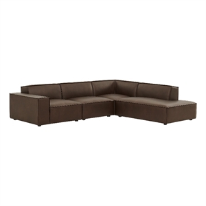 Restore 4-Piece Vegan Leather Modular L-Shaped Sofa in Espresso