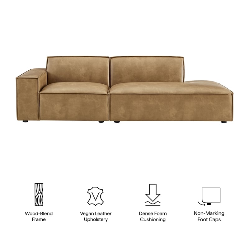 Restore 2-Piece Vegan Leather Modular Loveseat in Toast
