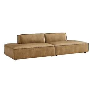 Restore 2-Piece Vegan Leather Modular Sofa in Toast