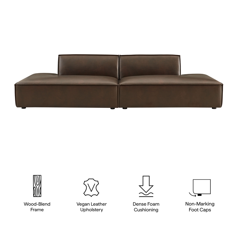 Restore 2-Piece Vegan Leather Modular Sofa in Espresso