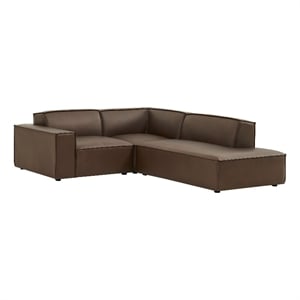Restore 3-Piece Vegan Leather Modular L-Shaped Sectional Sofa in Espresso