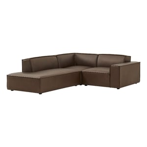 Restore 3-Piece Vegan Leather Modular L-Shaped Sectional Sofa in Espresso