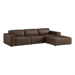 Restore 4-Piece Vegan Leather Modular Sofa Set with Ottoman in Espresso