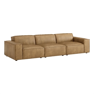 Restore 3-Piece Vegan Leather Modular Sofa Set in Toast