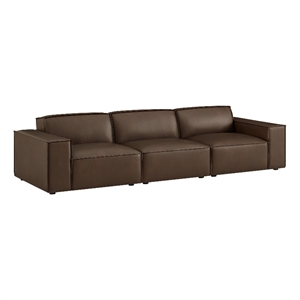 Restore 3-Piece Vegan Leather Modular Sofa Set in Espresso
