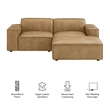 Restore 3-Piece Vegan Leather Modular Loveseat with Ottoman in Toast