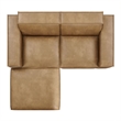 Restore 3-Piece Vegan Leather Modular Loveseat with Ottoman in Toast