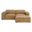 Restore 3-Piece Vegan Leather Modular Loveseat with Ottoman in Toast