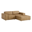 Restore 3-Piece Vegan Leather Modular Loveseat with Ottoman in Toast