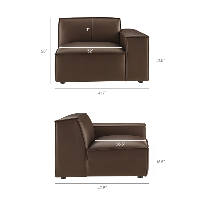 Restore 3-Piece Vegan Leather Modular Loveseat with Ottoman in Espresso