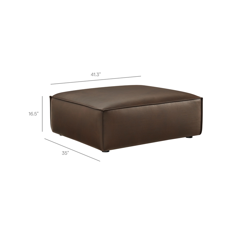 Restore 3-Piece Vegan Leather Modular Loveseat with Ottoman in Espresso