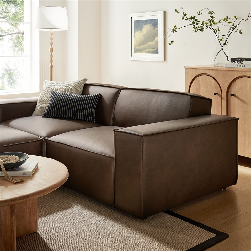 Restore 3-Piece Vegan Leather Modular Loveseat with Ottoman in Espresso