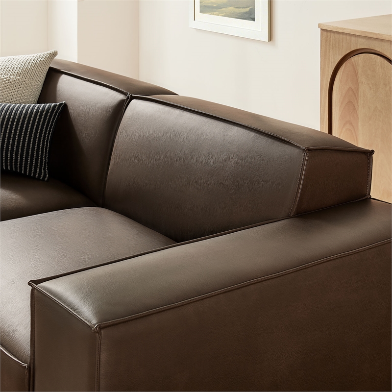 Restore 3-Piece Vegan Leather Modular Loveseat with Ottoman in Espresso