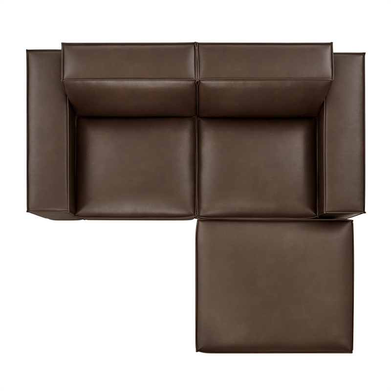Restore 3-Piece Vegan Leather Modular Loveseat with Ottoman in Espresso