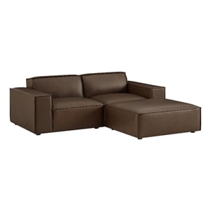 Restore 3-Piece Vegan Leather Modular Loveseat with Ottoman in Espresso