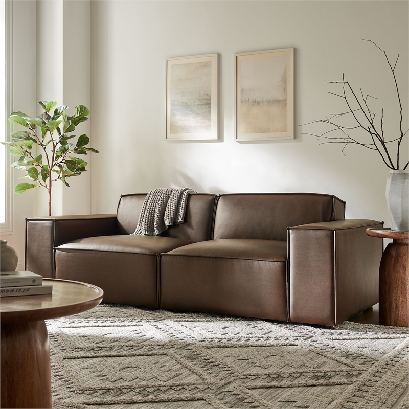 Restore 2-Piece Vegan Leather Modular Loveseat in Espresso