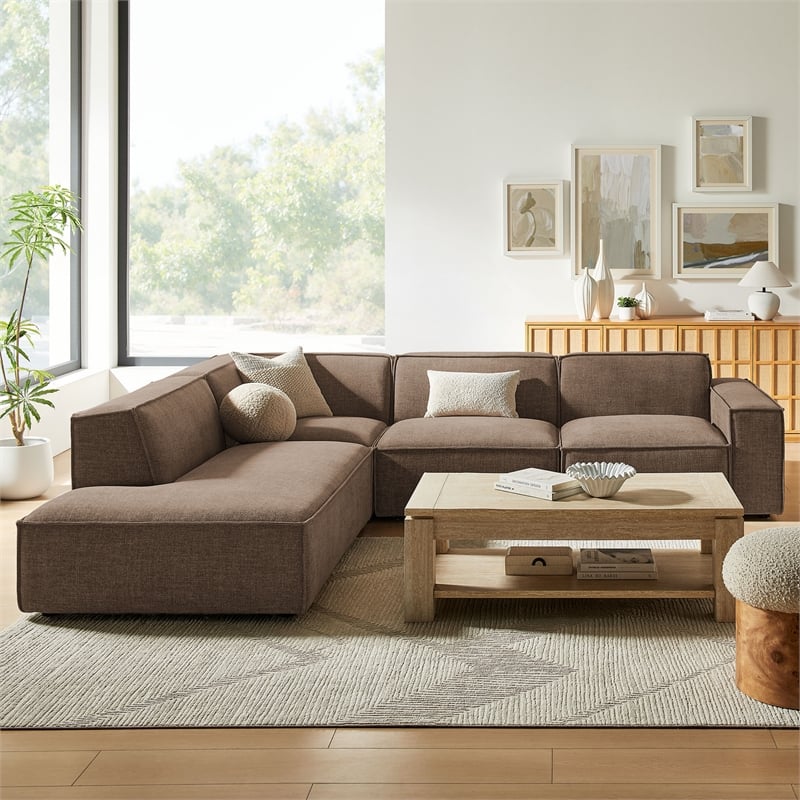 Restore 4-Piece Performance Fabric Upholstered Modular L-Shaped Sofa