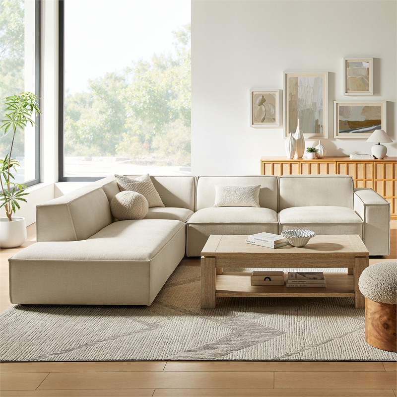 Restore 4-Piece Performance Fabric Upholstered Modular L-Shaped Sofa