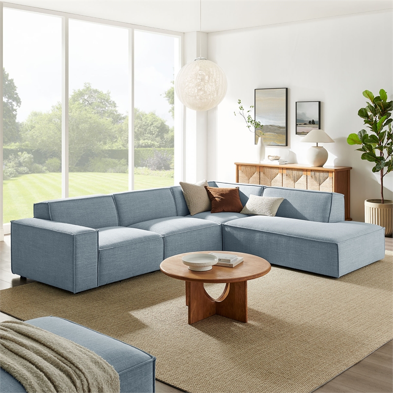 Restore 4-Piece Performance Fabric Upholstered Modular L-Shaped Sofa