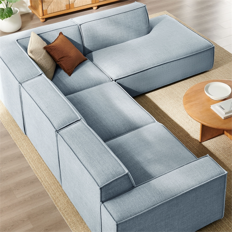 Restore 4-Piece Performance Fabric Upholstered Modular L-Shaped Sofa
