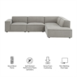 Restore 4-Piece Performance Fabric Upholstered Modular L-Shaped Sofa