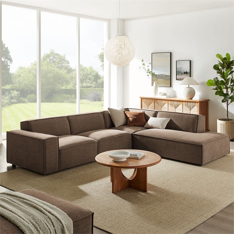 Restore 4-Piece Performance Fabric Upholstered Modular L-Shaped Sofa