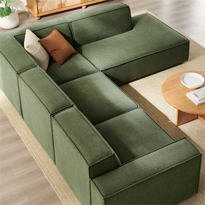 Restore 4-Piece Performance Fabric Upholstered Modular L-Shaped Sofa