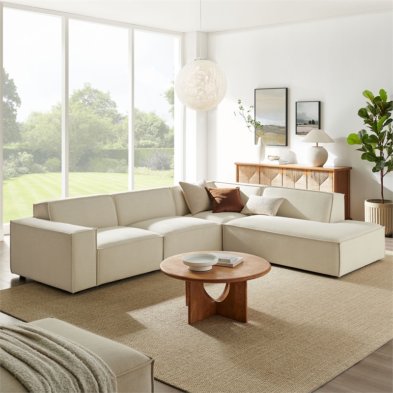 Restore 4-Piece Performance Fabric Upholstered Modular L-Shaped Sofa