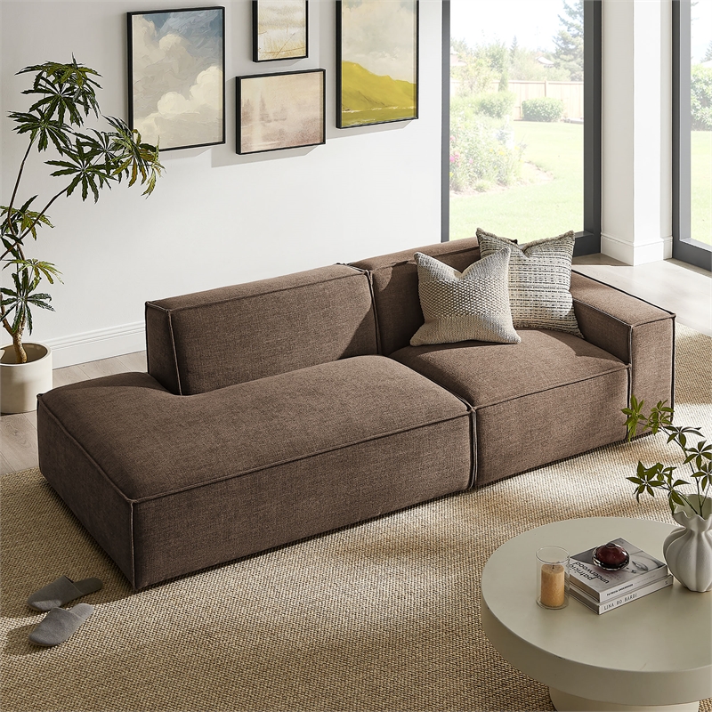 Restore 2-Piece Performance Fabric Upholstered Modular Loveseat in Mocha