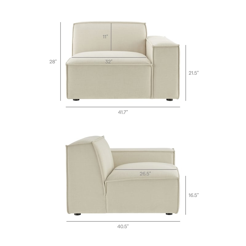Restore 2-Piece Performance Fabric Upholstered Modular Loveseat in Ecru