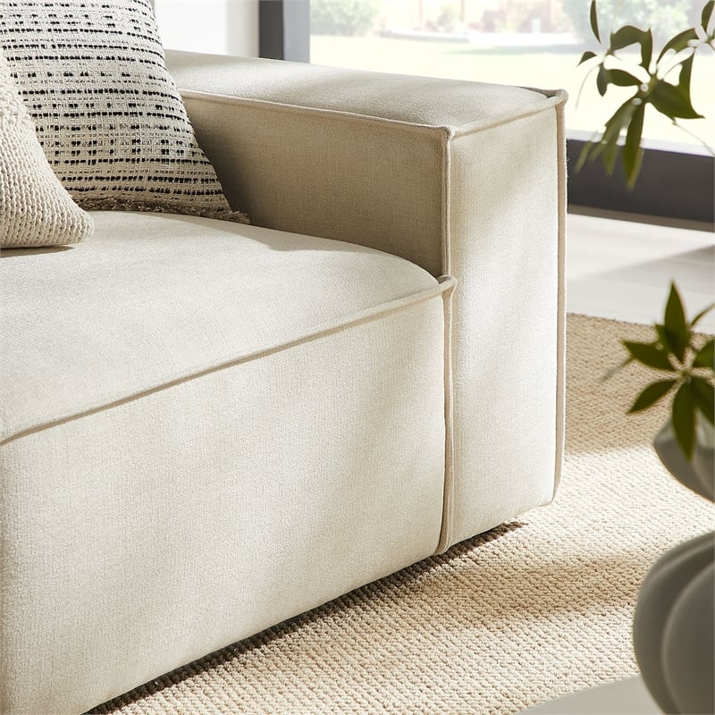 Restore 2-Piece Performance Fabric Upholstered Modular Loveseat in Ecru