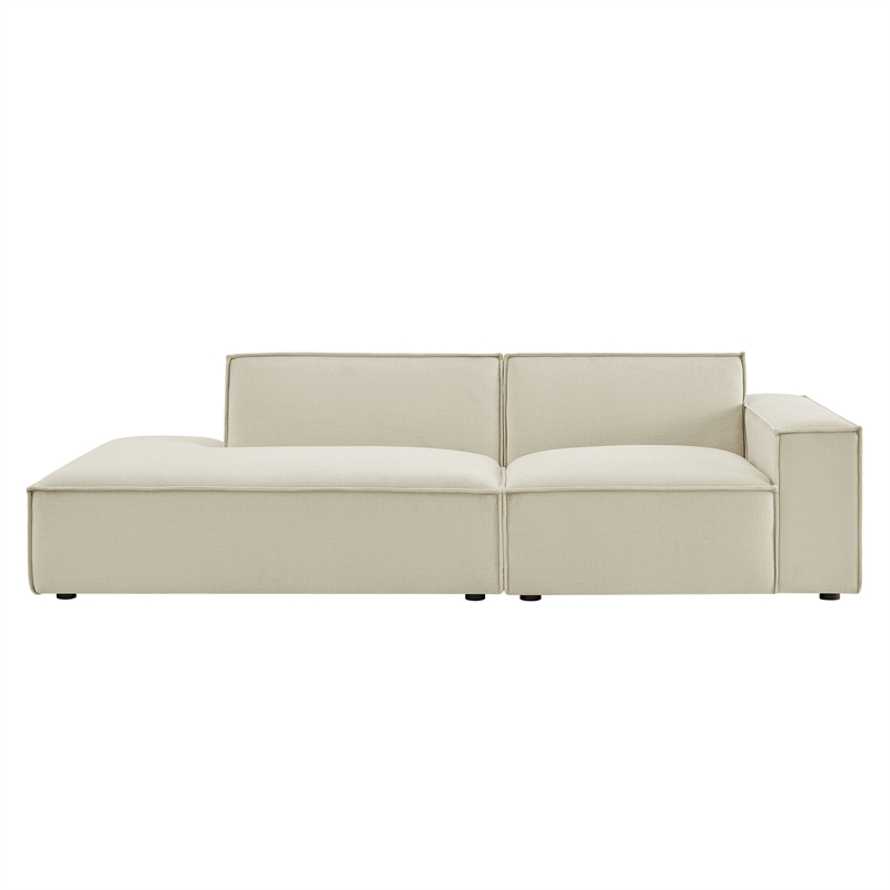 Restore 2-Piece Performance Fabric Upholstered Modular Loveseat in Ecru