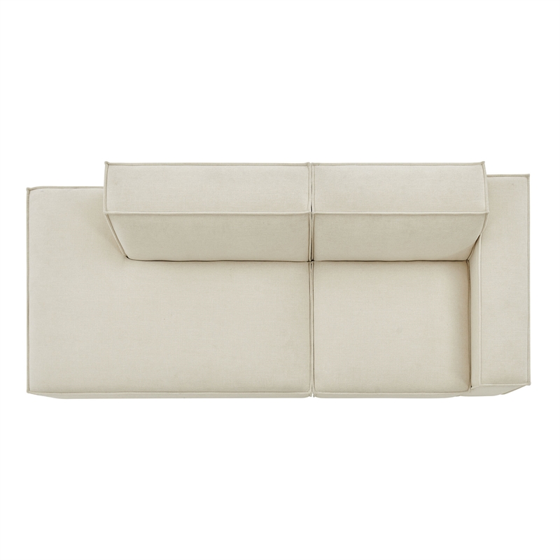Restore 2-Piece Performance Fabric Upholstered Modular Loveseat in Ecru
