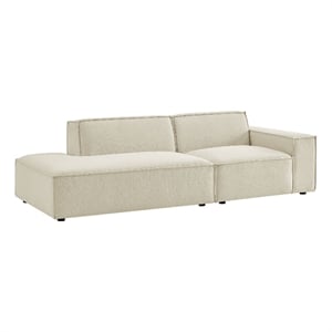 Restore 2-Piece Performance Fabric Upholstered Modular Loveseat in Ecru
