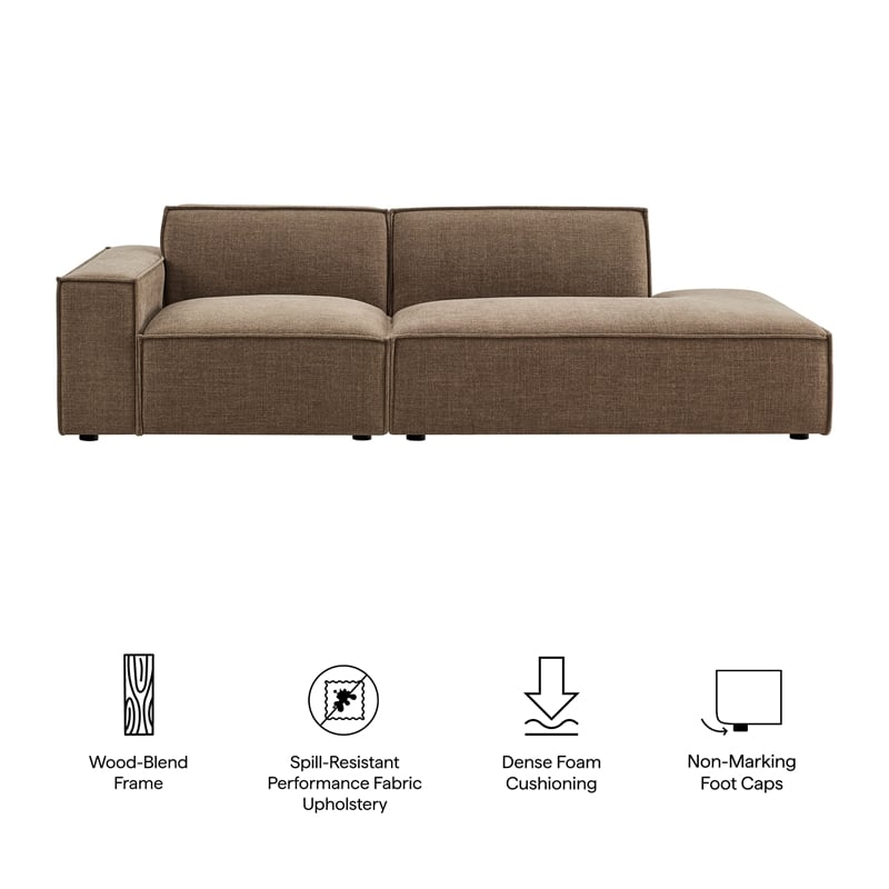 Restore 2-Piece Performance Fabric Upholstered Modular Loveseat in Mocha