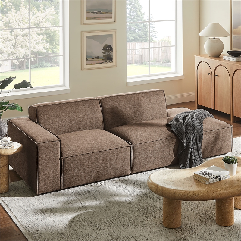Restore 2-Piece Performance Fabric Upholstered Modular Loveseat in Mocha