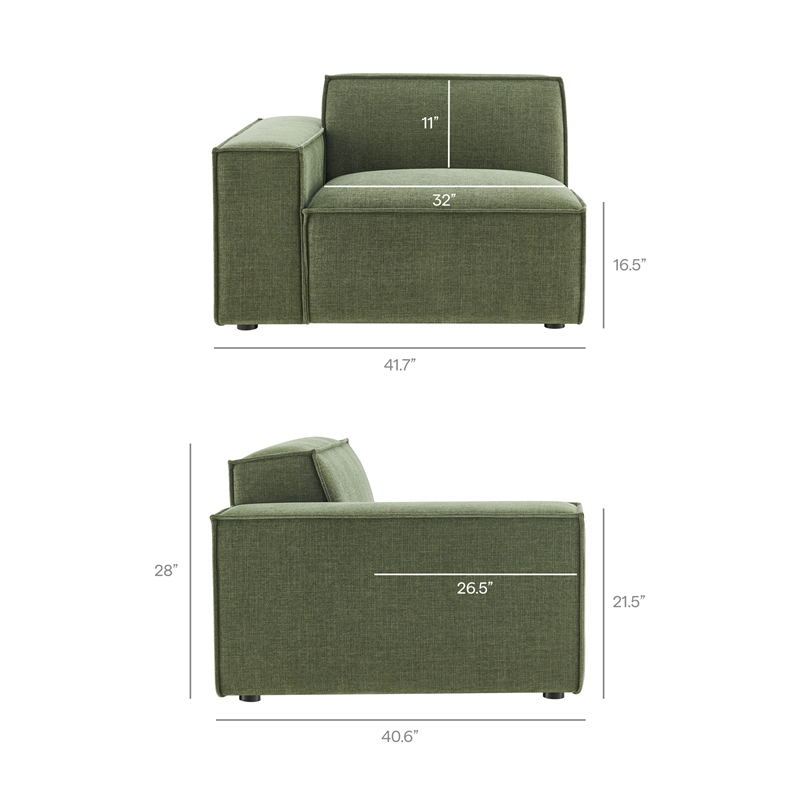 Restore 3-Piece Performance Fabric Upholstered Modular Sofa Set in Foliage