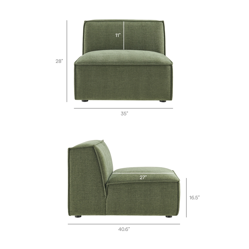 Restore 3-Piece Performance Fabric Upholstered Modular Sofa Set in Foliage