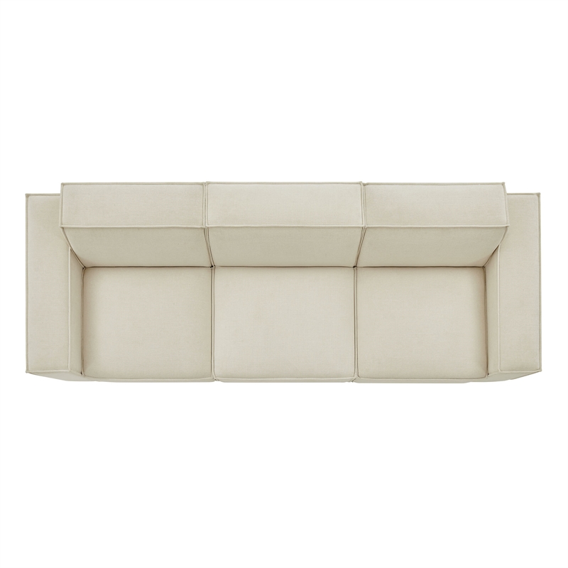 Restore 3-Piece Performance Fabric Upholstered Modular Sofa Set in Ecru