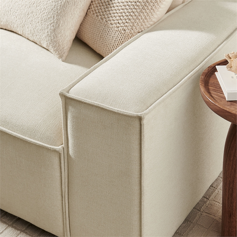 Restore 3-Piece Performance Fabric Upholstered Modular Sofa Set in Ecru