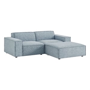 Restore 3-Piece Performance Fabric Upholstered Modular Loveseat with Ottoman