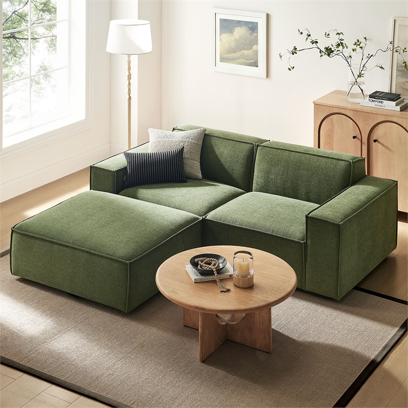 Restore 3-Piece Performance Fabric Upholstered Modular Loveseat with Ottoman