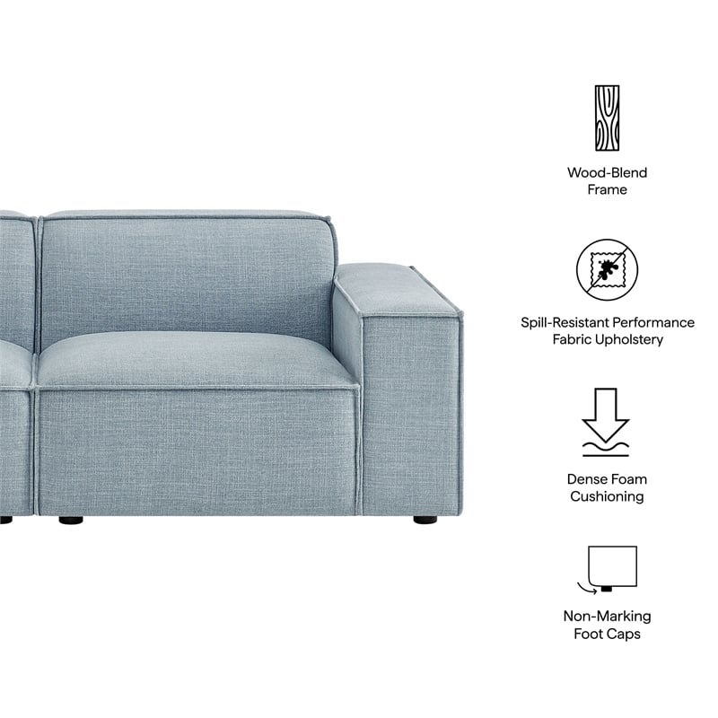 Restore 2-Piece Performance Fabric Upholstered Modular Loveseat in Sky Blue