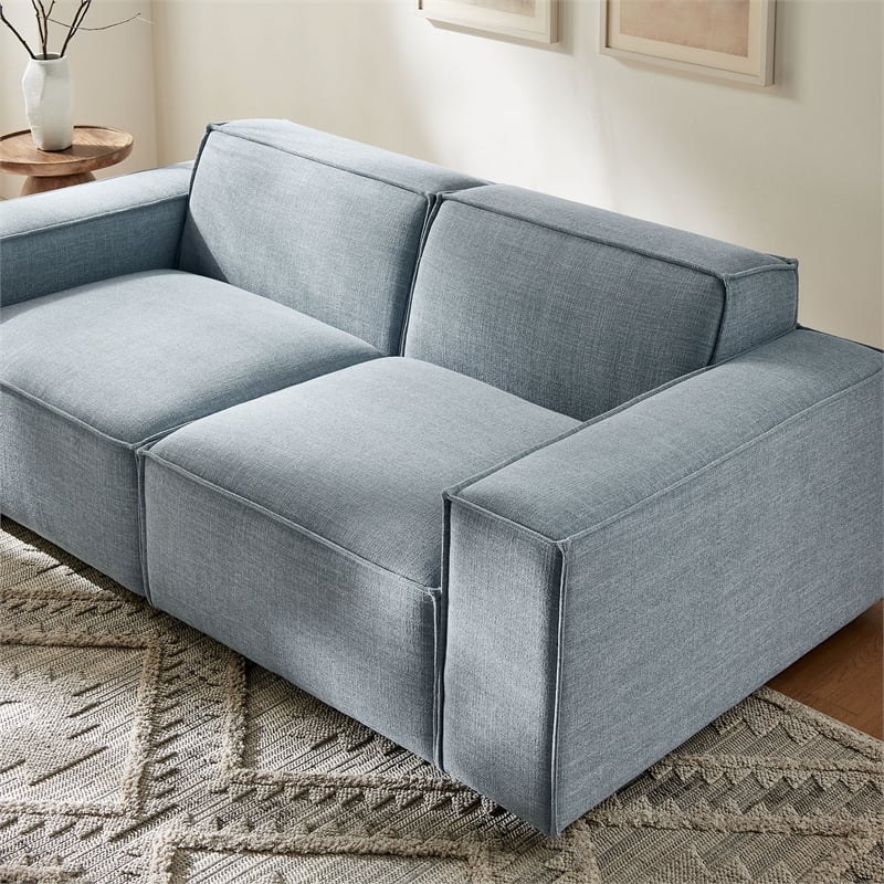 Restore 2-Piece Performance Fabric Upholstered Modular Loveseat in Sky Blue